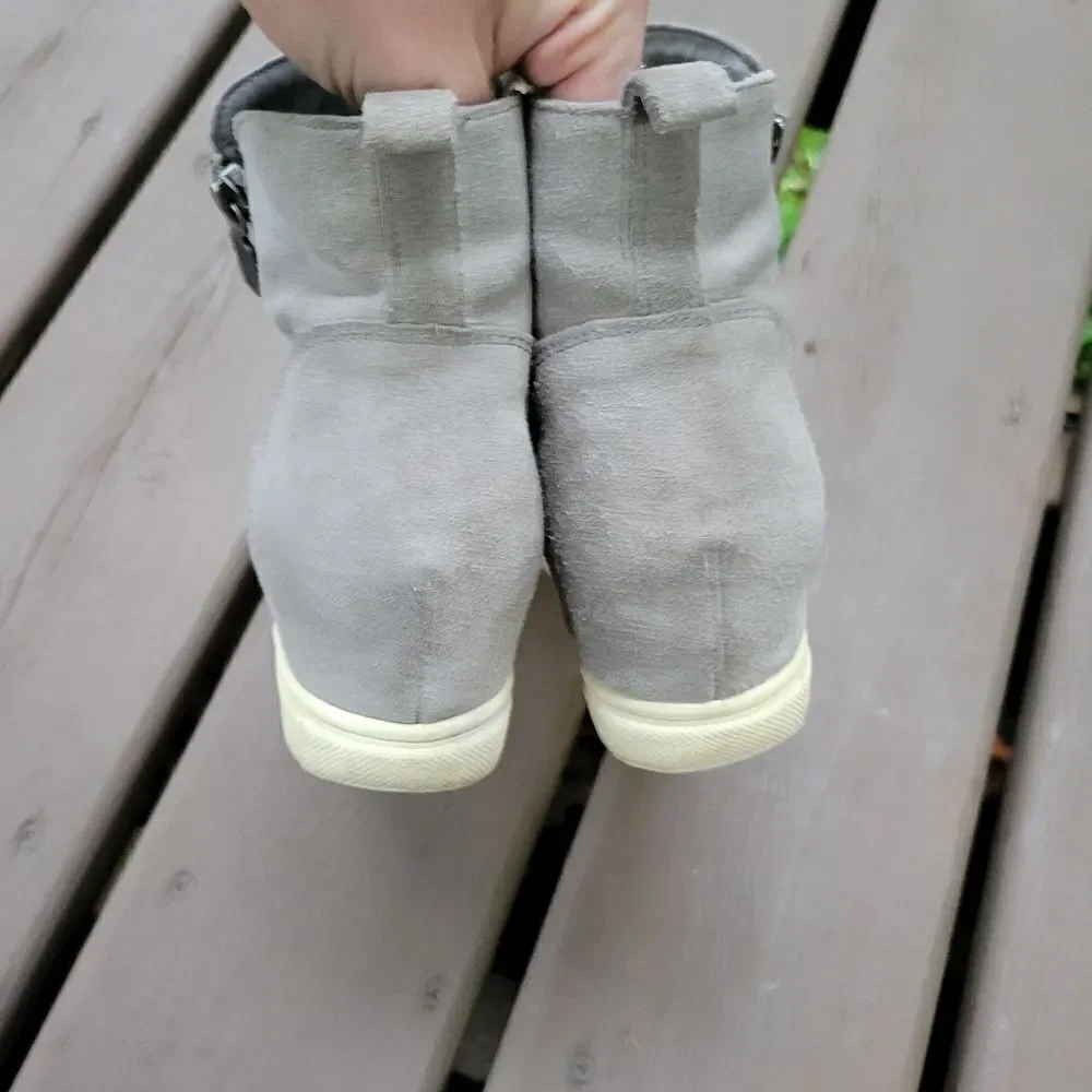 Blondo Giselle Waterproof Gray‎ Suede Leather High Top Side Zip Sneakers 7.5